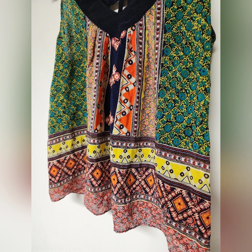 Anthropologie Maeve Sapelo 100% Silk, Scarf Print Boho Tank Sheer - Picture 5 of 10
